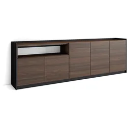 SIDEBOARD, Highboard, Dunkler Eiche und Schwarz, 260/37/80cm