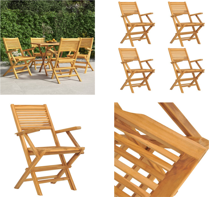 vidaXL Gartenstühle 4 Stk. Klappbar 55x62x90 cm Massivholz Teak - Klappbarer Gartenstuhl - Klappbare Gartenstühle - Gartenstuhl Klappbar - Gartenstühle Klappbar