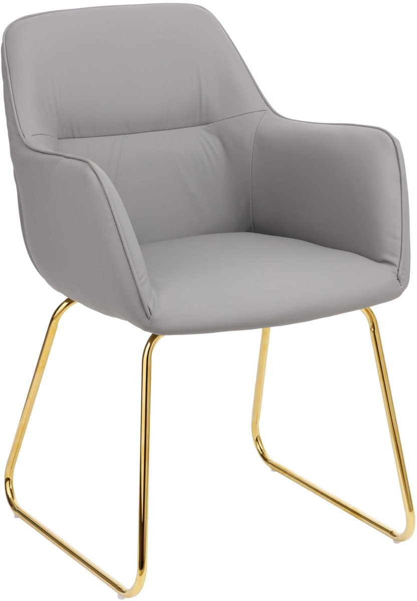 SnelShoppen Moderne fauteuil met armleuningen, kunstleer, gouden stalen poten