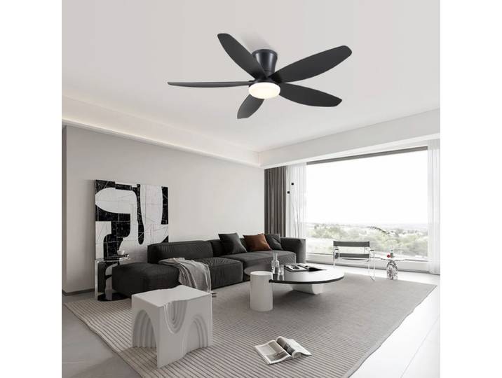 Kviflon Ventilateur De Plafond Led Noir 122 Cm\, Moteur Dc Silencieux