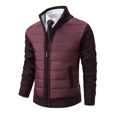 Herren Strickjacke Kleid Pullover Zip Pullover Reißverschluss Pullover Jacke Fleece Pullover Gerippt Stricken Ständer Bekleidung Winter Rote Marineblau S M L