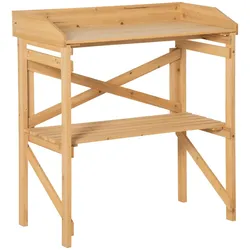 Outsunny Pflanztisch mit Ablagefläche Gärtnertisch Holz Hellbraun 80 x 40 x 84 cm