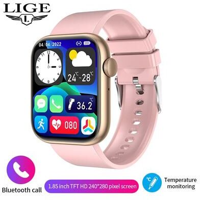 Inspire Daily Merch Smart Watch For Women Sport Fitness Tracker Full Touch Screen Waterproof Bluetooth Call Smartwatch pink