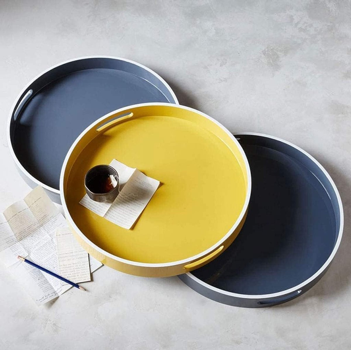 Decoratieve Ronde Lade Organizer Vanity Tray voor Badkamer Opbergen