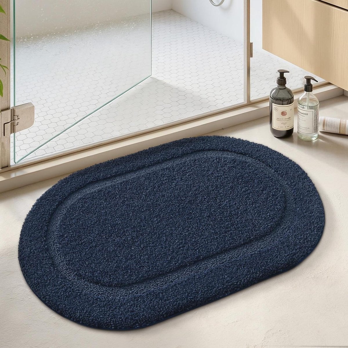 Blauwe super absorberende badmat van 40 x 60 cm
