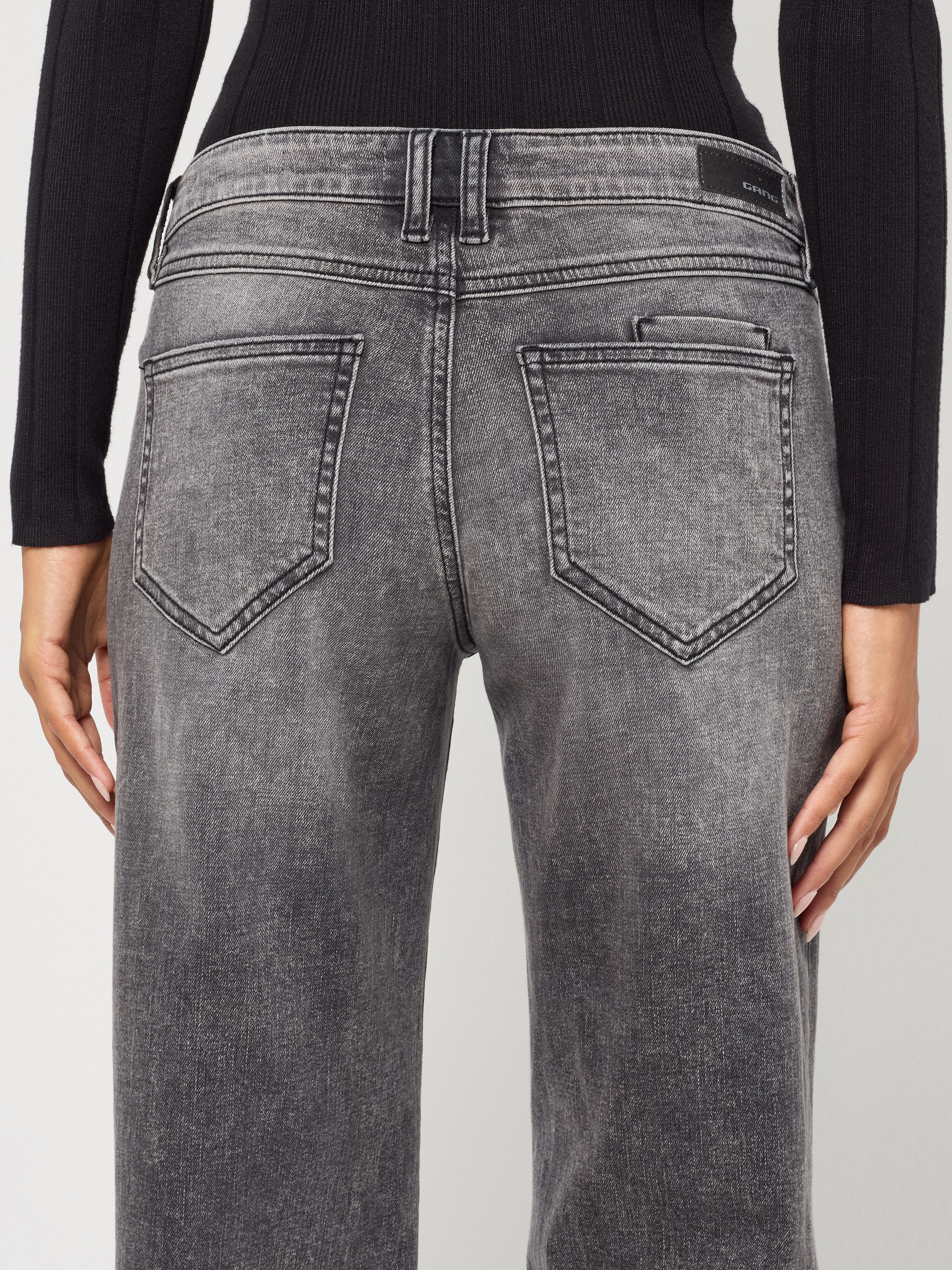 Straight-Jeans GANG "94RIVER", Damen, Gr. 28, N-Gr, grau (salt pepper schwarz), Denim/Jeans, Obermaterial: 98% Baumwolle, 2% Elasthan, regular fit, Jeans Straight-Jeans, mit zusätzlicher kleiner Gesässtasche salt pepper schwarz 28, N-Gr