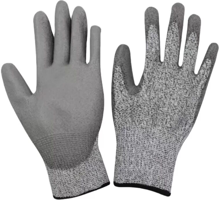 INF Gants résistants aux coupures de niveau 5, gants de travail enduits de PU, gants de sécurité, taille S Gris S