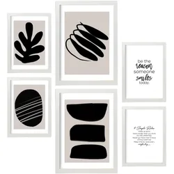 POSTER Set Mit 6 In Schwarzweiss Sammlung A3 & A4 Weißer Rahmen