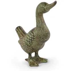 Moritz Dekofigur Ente Gusseisen H: 25 cm grün braun Antik-Optik Tierfigur für Terrasse Eingangsbereich Gastronomie und Objektdekoration