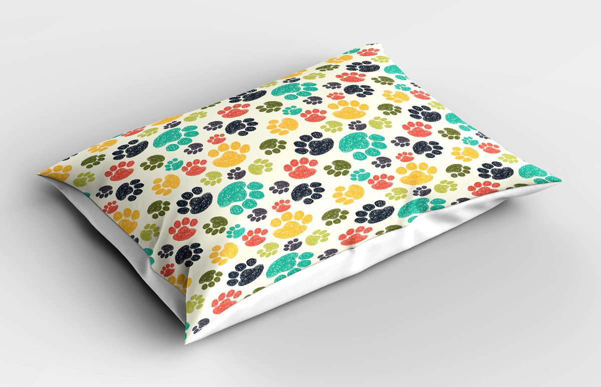 ABAKUHAUS Kussensloop Hond Liefhebber Handgetekende Poot Print Antraciet Beige 75 x 50 cm