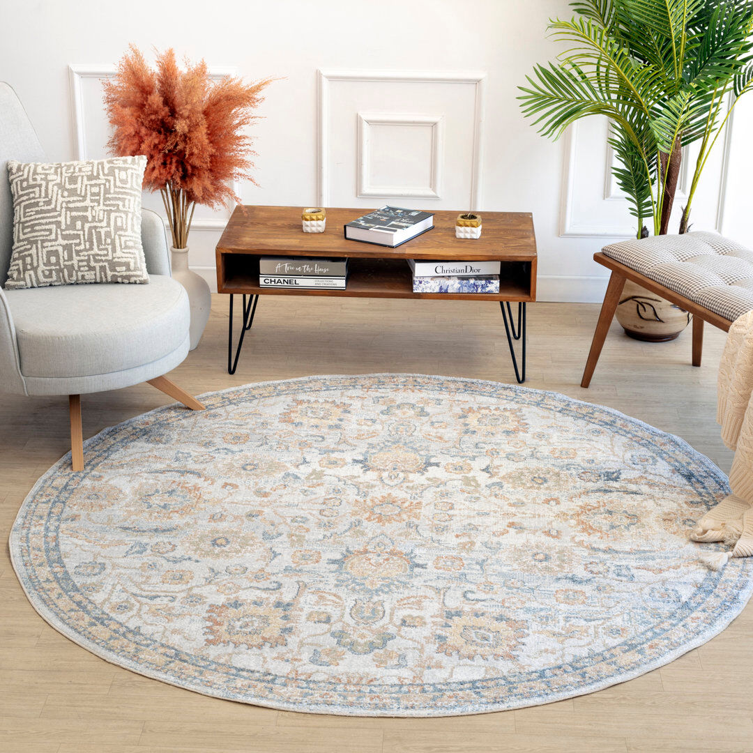 Langley Street Caspian Area Rug Cream;Gold;Yellow;Brown;Black;Blue;Gray Round 200cm