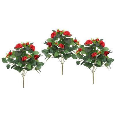 Kunstblume I.GE.A. "Künstlicher Rosenbusch", rot, B:17cm H:34cm L:17cm, Polyester, Kunstpflanzen, Kunstrose Blume Strauß Bouquet Rosen Rosenbouquet Wildrose