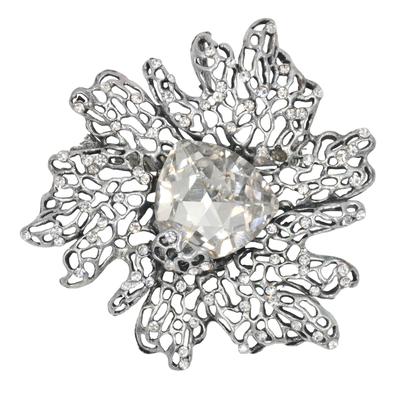 Brosche FIRETTI "Schmuck Geschenk Water Lily", altsilberfarben, weiß, weiß, Broschen, Damen, Metall, Brosche