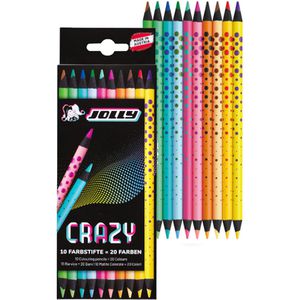 Jolly Buntstifte Crazy, 3000-0528, farbig sortiert, zweifarbig - 20 Farben, 10 Stück
