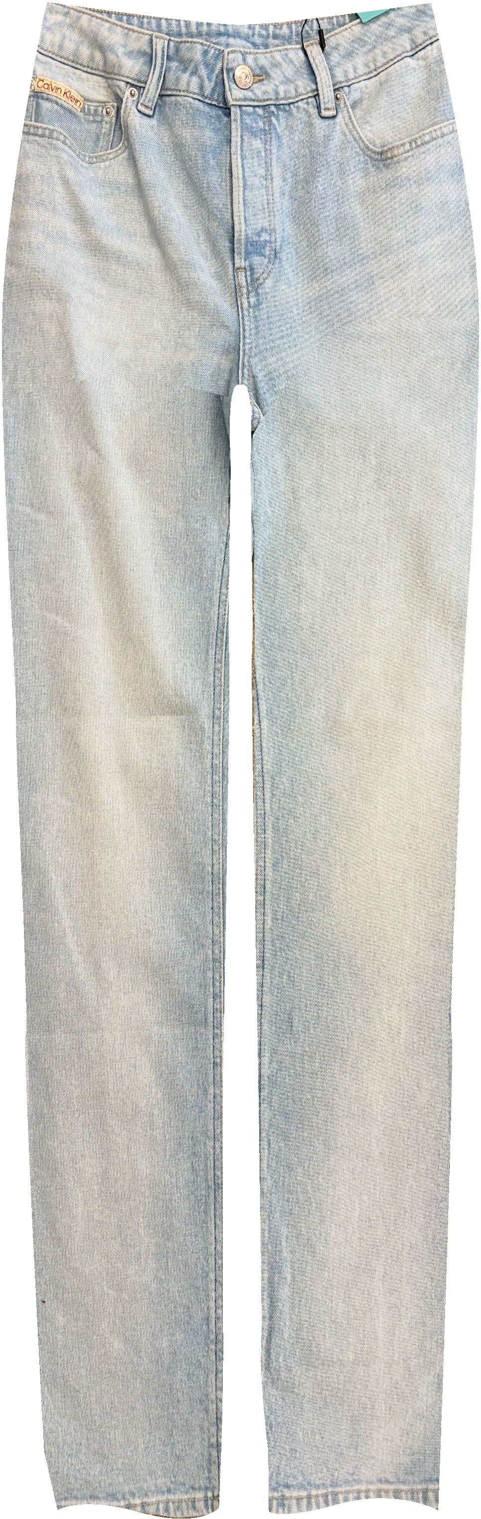 Mom-Jeans CALVIN KLEIN "NEW MOM JEAN", Damen, Gr. 29, Länge 30, blau (light opal), Denim/Jeans, Obermaterial: 99% Baumwolle, 1% Elasthan, unifarben, gerade, unten schmal normal, Jeans Mom-Jeans, Regular fit mit praktischen Taschen light opal 29, Länge 30