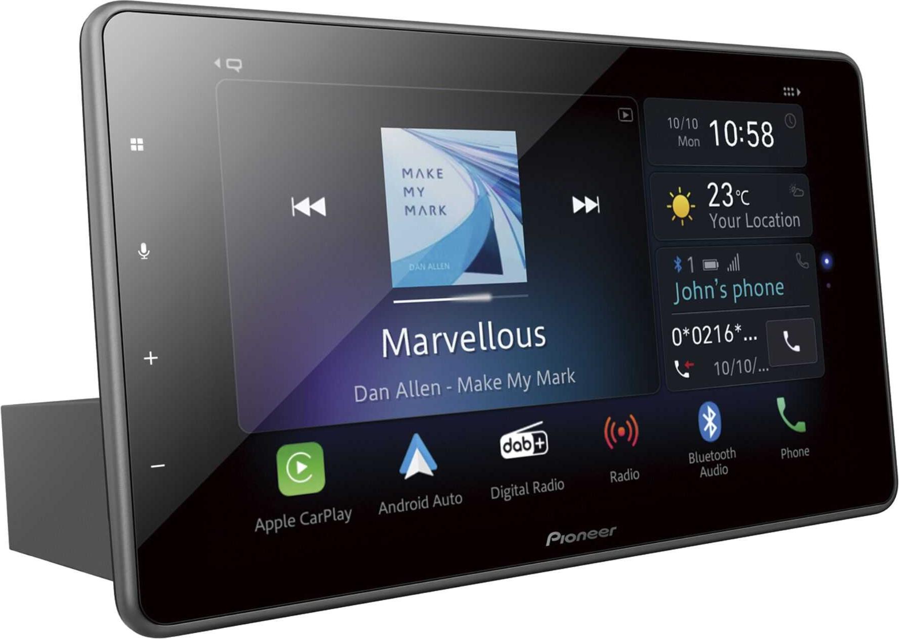 Pioneer SPH-EVO950DAB-UNI, Schwarz, 1 DIN, JPEG, FLV, H.264, MKV, MPEG4, TS, 22,9 cm (9"), DAB+, FM