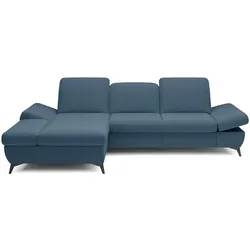 ECKSOFA FELICE L-S Dunkelblau Geflochtener Stoff mit Schlaffunktion