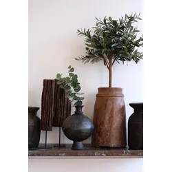 Große Holzvase natur H 42cm Ø 32