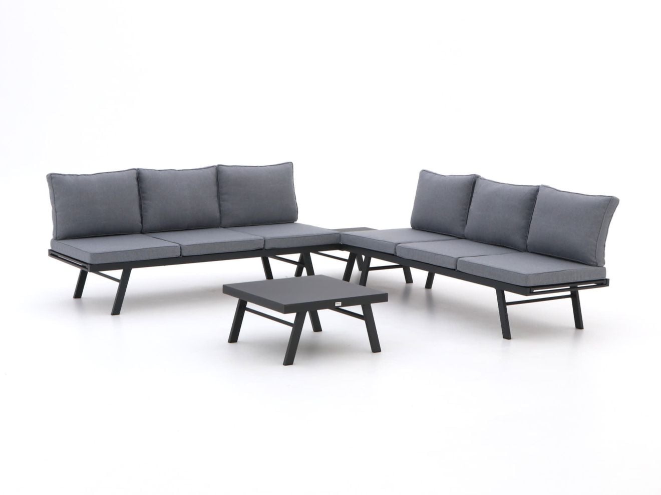 Forza Furniture Hoek loungeset voor 6 personen, Grijs, Aluminium met Textiel