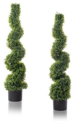 Artificial Buxus Spiral Trees set of 2