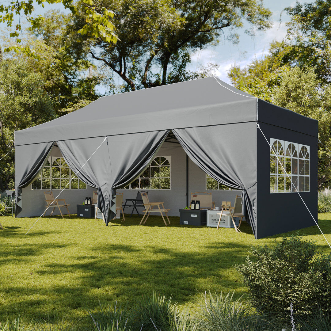 JolyDale Pop Up Gazebo with Sides Waterproof Outdoor Canopy with Wheeled Carry bag Heavy Duty Instant Shelter for Garden Party BBQ Grey 573 cm W x 289 cm D