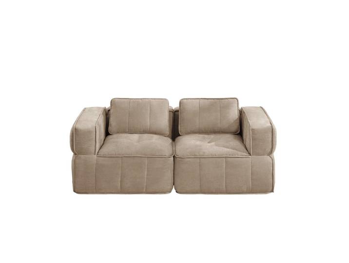 Komhtom 2-Sitzer-Sofa, minimalistisch, Polyester-Sandfarben, Taupe, Mode, 93x67x198 cm, Wohnzimmer, Sofas & Couches, Sofas, 2-Sitzer Sofas