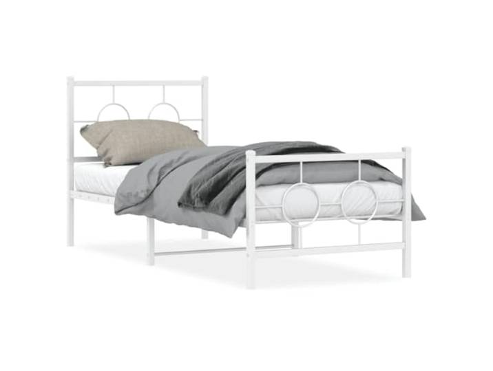 PUGYNBK Bettgestell ohne Matratze, 80 x 200 cm, Weiß, Metall Mit Fußbügel, beschichtetem Stahl, zentralen Beinen, Metallleisten, Stauraum