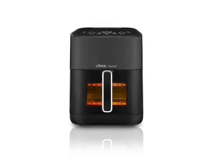 Ufesa Parrot, Air Fryer mit Dampf, Doppelter Widerstand, 6 L, 1800 W, 10 Vorprogrammierte Programme, Fenster und Innenlicht, inklusive Rezeptbuch