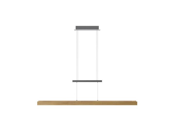 Waldwelt Led-Hängeleuchte Rhön, Silberfarben, Holz, Metall, Eiche, massiv, länglich, 150x8x110 cm, höhenverstellbar, 3 Helligkeitsstufen, Lampen & Leuchten, Innenbeleuchtung, Hängeleuchten, Pendelleuchten