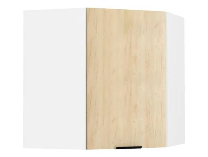 VCM Küchenhängeschrank Weiß/Honig-Eiche 57x57x60 cm 1 Tür 2 Fächer Küche Platzsparende Ecklösung für die Küche - Verstauen von Geschirr und Vorräten - Für kleine Küchen - Wandmontage möglich