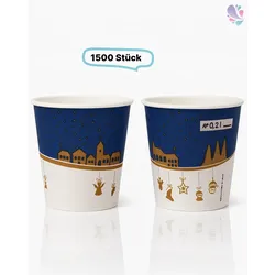 Glühwein/ Heißgetränke-Pappbecher mit hohem Hitzeschutz, Pappbecher 8oz, Volumen: 0,20 l, Ø 80 mm, 1.500 Stk, Heißgetränkegenuss