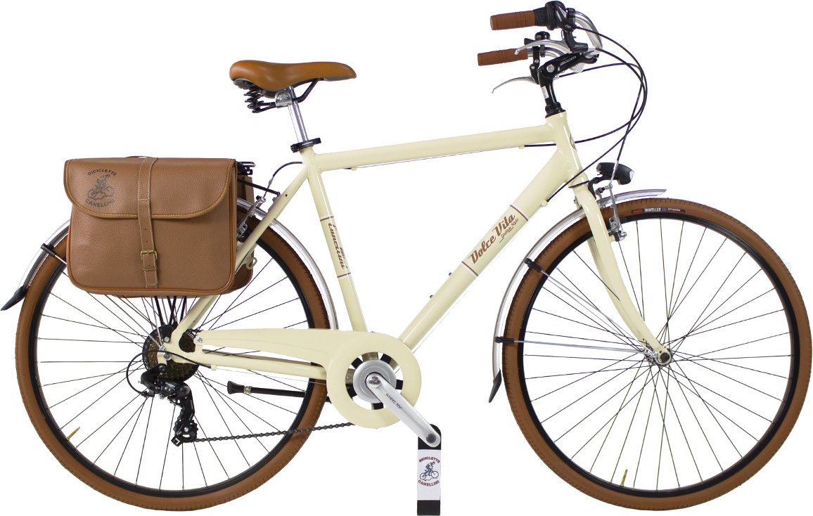 Dolce Vita by Canellini Fahrrad Citybike Mann Aluminium mit Tasche - Beige 50
