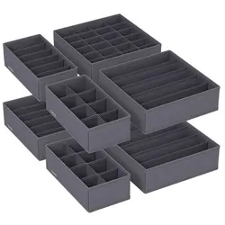 Songmics Aufbewahrungsboxen für Unterwäsche 8 Stück grau, 48x10x64 cm