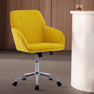 GREATPLANINC Velvet Adjustable Home Office Chair, Swivel Armchair with Universal Wheels, Upholstered Desk Chair with Metal Base