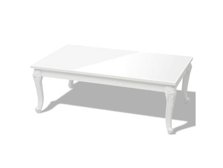 GHVBNMF Couchtisch Hochglanz Weiß Rechteckig 115x65x42 cm Beistelltisch Stilvoller Wohnzimmertisch aus MDF mit vier verzierten Beinen, pflegeleichte Oberfläche und schnelle Montage.