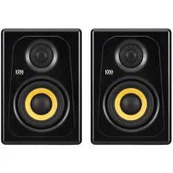 KRK Kreate 3 (Aktiv, Paar, 2x 65 W), Monitor Lautsprecher, Schwarz, Weiss, Gelb