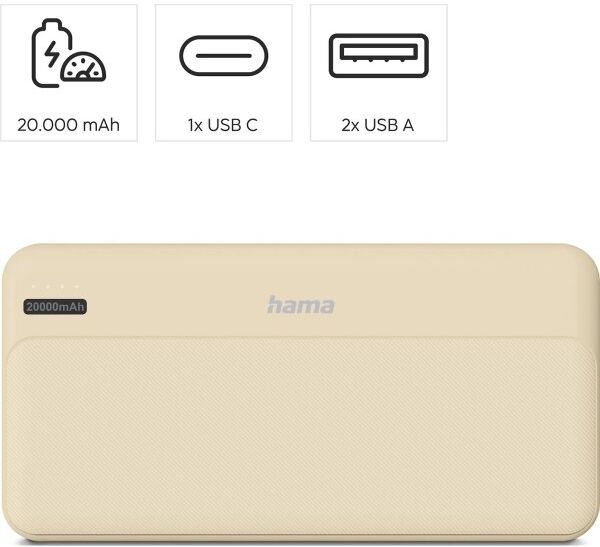 Hama Powerbank 20000 Mah - Sand