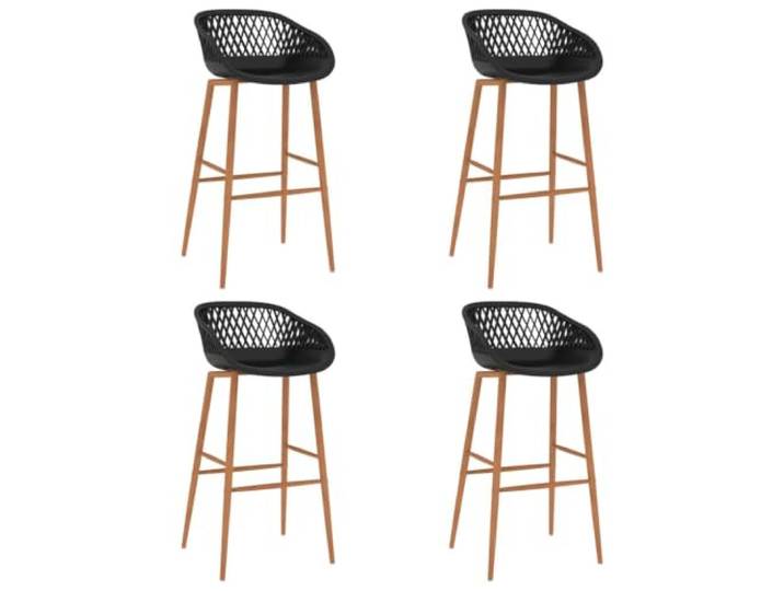 NLQMSU Barstühle, Schwarz, mit Metallbeinen, Holzimitat, Polypropylen, 4 Ergonomischer Sitz aus Mesh, niedrige Rückenlehne, einfache Montage, täglicher Gebrauch, modernes Zuhause