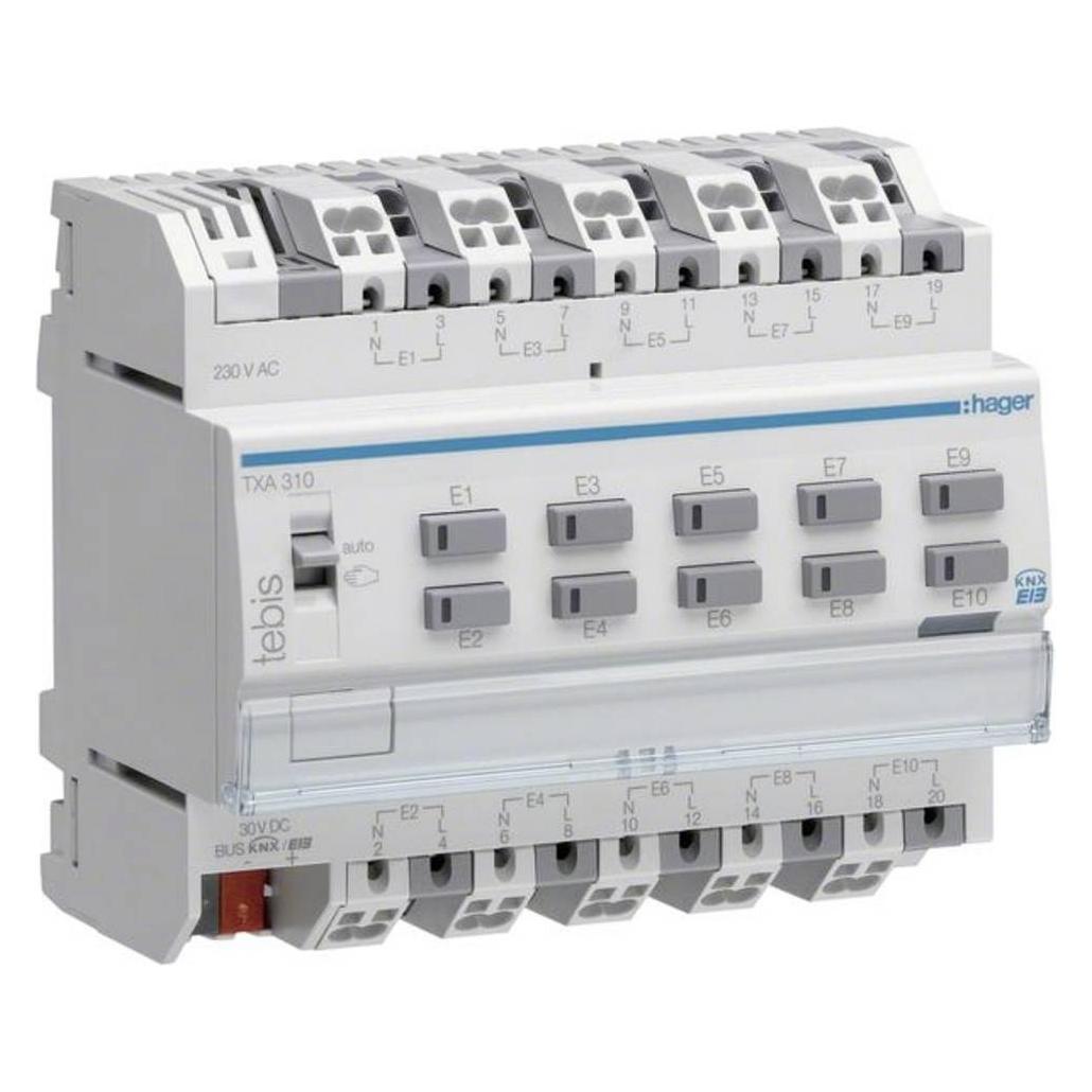 Hager Binäreingang 10fach 230VAC TXA310 REG KNX (TXA310)