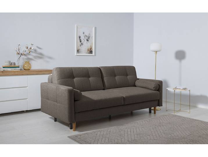 Schlafsofa Vasai Braunschwarz Webstoff Genia 222 x 93 x 99cm mit Schlaffunktion Modern