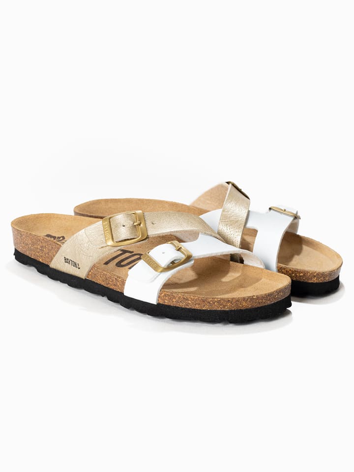 BAYTON Pantoletten "Cleo" in Gold/ Weiß - 37