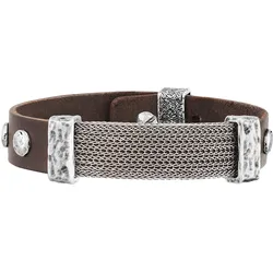 Seven-24 Armband Edelstahl mit braunem Leder