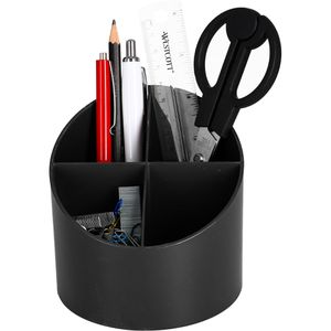 Helit Stiftehalter H6790295, the green cross, Recycling-Kunststoff, 4 Fächer, schwarz