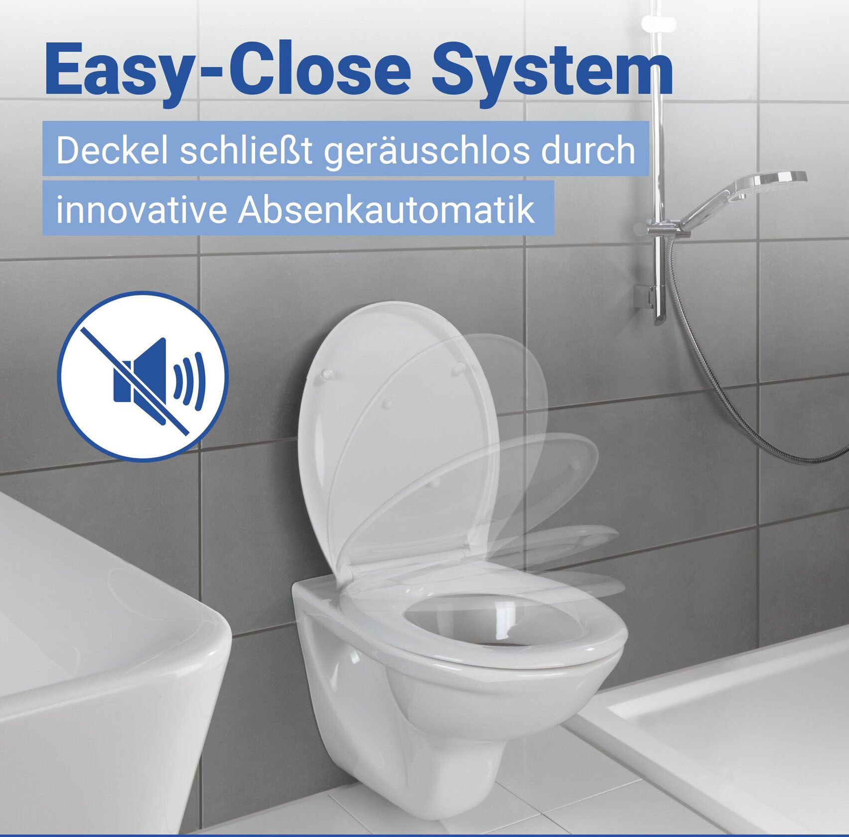 WC-Sitz WENKO "Ios", bunt (weiß, silberfarben), B:37,5cm L:45cm, Edelstahl, Thermoplast, WC-Sitze, WC-Sitz, aus Thermoplast, recyclingfähig, bruchstabil