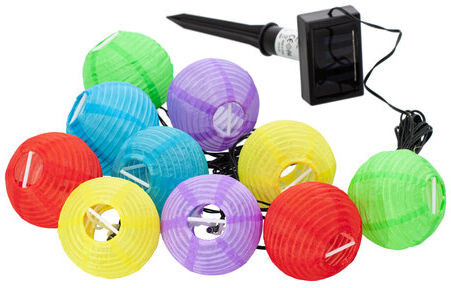 Solar LED Lampion-Lichterkette, bunt