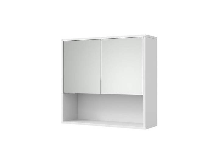Vicco Badspiegelschrank Eliza Weiß Riffel 70 x 65 cm, Holzwerkstoff, 1 Fächer, Rechteckig, 70x65x22 cm, Badezimmer, Badezimmerspiegel, Spiegelschränke