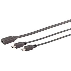 USB-C Y-Kabel, 2x USB Mini-B, 2.0, schwarz, 0,3m