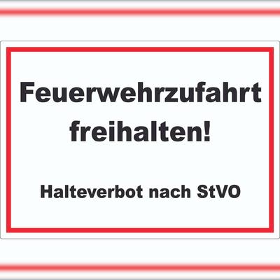HB-Druck Feuerwehrzufahrt freihalten Halteverbot nach StVO Aufkleber A0 (841x1189mm)