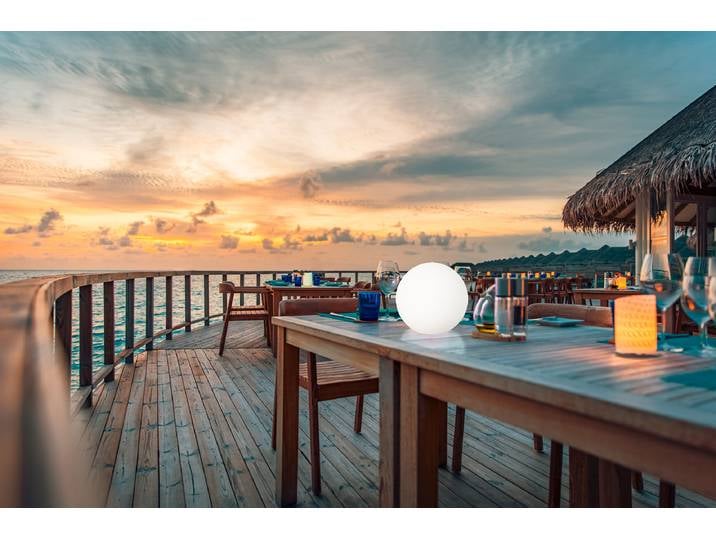 Lampe solaire Ø 30cm Blanc Polyéthylène LED Module LED