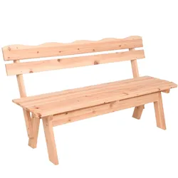 DELUKE Gartenbank PATRIC - 150cm Breit, Tanne, Natur | Terrassenbank Wetterfest Sitzbank Outdoor Bank